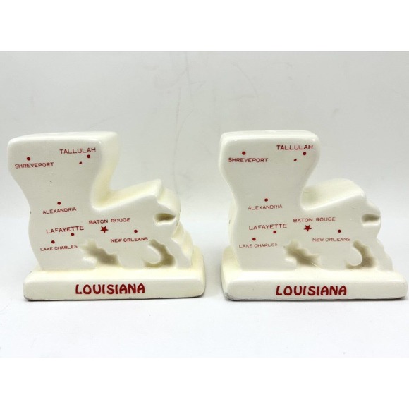 Unbranded Other - Louisiana State Salt & Pepper Shaker Set Ceramic White New Orleans‎